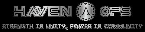 Haven Ops logo with compass symbol and tagline Strength in Unity, Power in Community